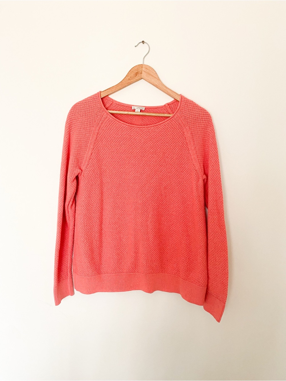 GAP Coral Pink Textured Crewneck Sweater - 100% Cotton - Coastal Beach Sweater